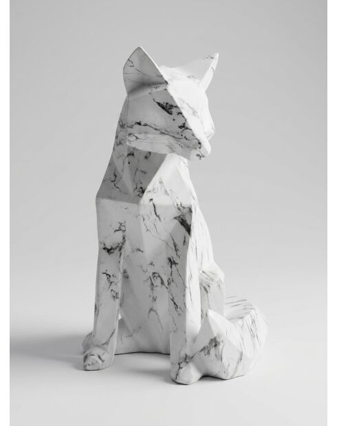 Déco à poser Renard origami blanc/noir - H. 25,5cm