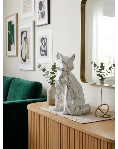 Déco à poser Renard origami blanc/noir - H. 25,5cm