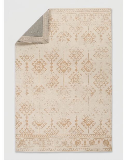 Tapis bouclette en coton Ozel beige lin - 120x170cm