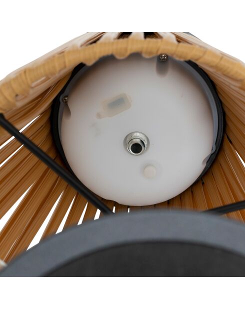 Lampe extérieur kesy noir / bois - H. 30cm