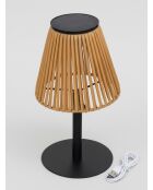 Lámpara de exterior Kesy negro/madera - H. 30 cm