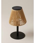 Lámpara de exterior Kesy negro/madera - H. 30 cm