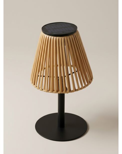 Lampe extérieur kesy noir / bois - H. 30cm