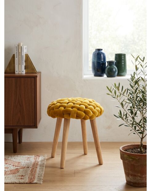 Assise d'appoint Akemi ocre - 38,5 x 38,5 x 43 cm