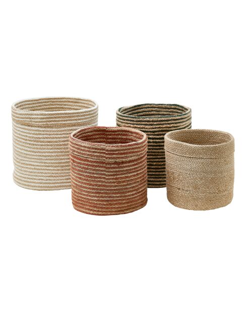 Lot de 4 Panier rond Jute couleurs assorties