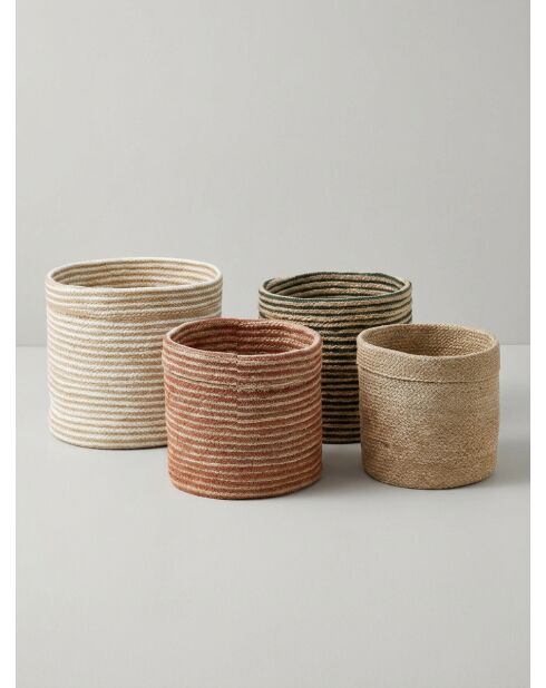 Lot de 4 Panier rond Jute couleurs assorties