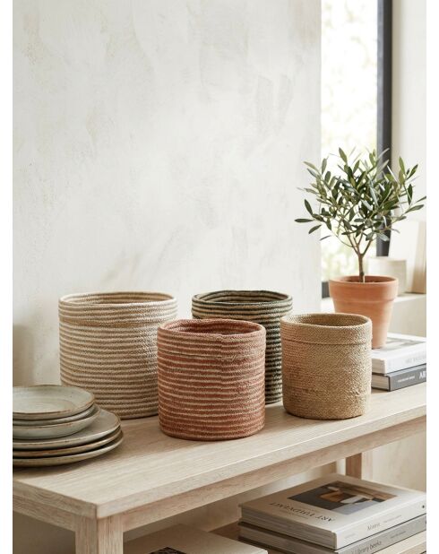 Lot de 4 Panier rond Jute couleurs assorties