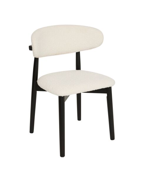 Chaise en bois bouclé Sari blanc/noir