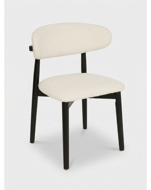 Chaise en bois bouclé Sari blanc/noir