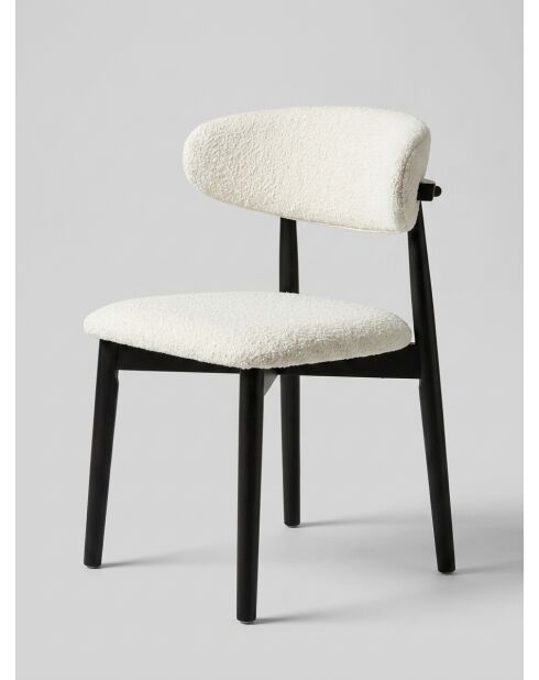 Chaise en bois bouclé Sari blanc/noir