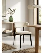 Silla Sari de madera rizada blanca/negra