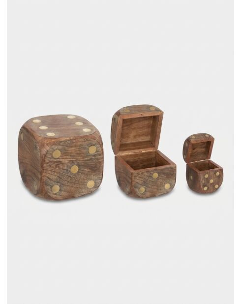 Lot de 3 Déco à poser en bois Roger marron caramel