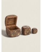 Lot de 3 Déco à poser en bois Roger marron caramel