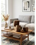 Lot de 3 Déco à poser en bois Roger marron caramel