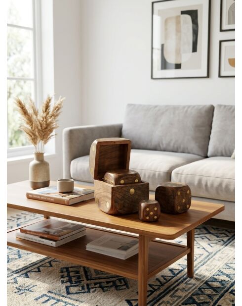 Lot de 3 Déco à poser en bois Roger marron caramel
