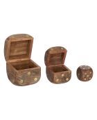 Lot de 3 Déco à poser en bois Roger marron caramel