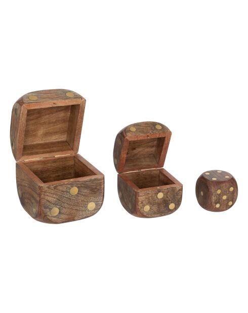 Lot de 3 Déco à poser en bois Roger marron caramel