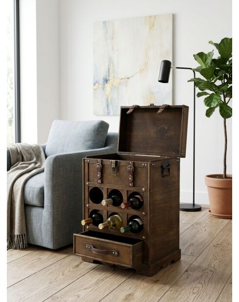 Lot de 6 porte bouteille coffre Bruce marron