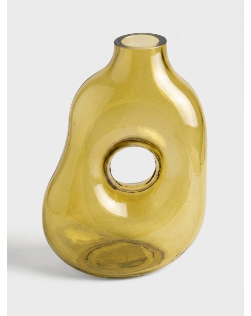 Vase en verre donut vert - H. 25cm