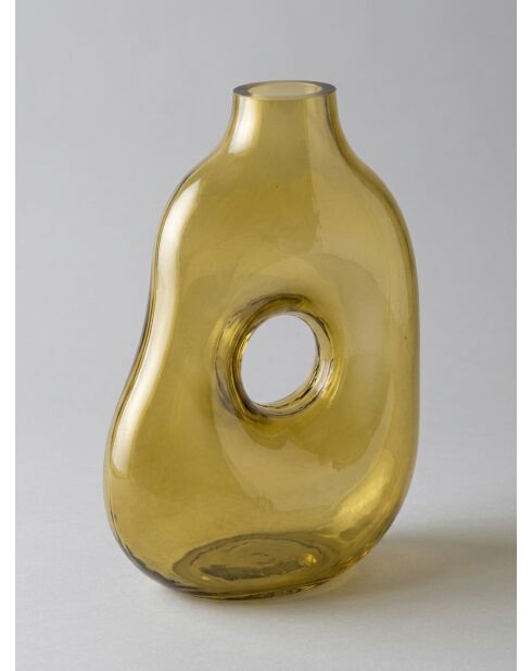 Vase en verre donut vert - H. 25cm
