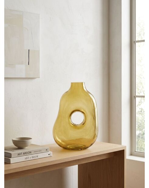 Vase en verre donut vert - H. 25cm