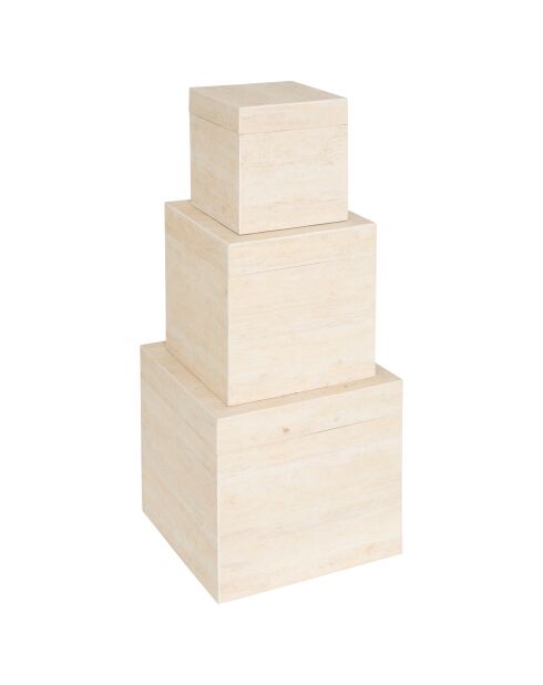 Lot de 3 Malle carre Tineo beige