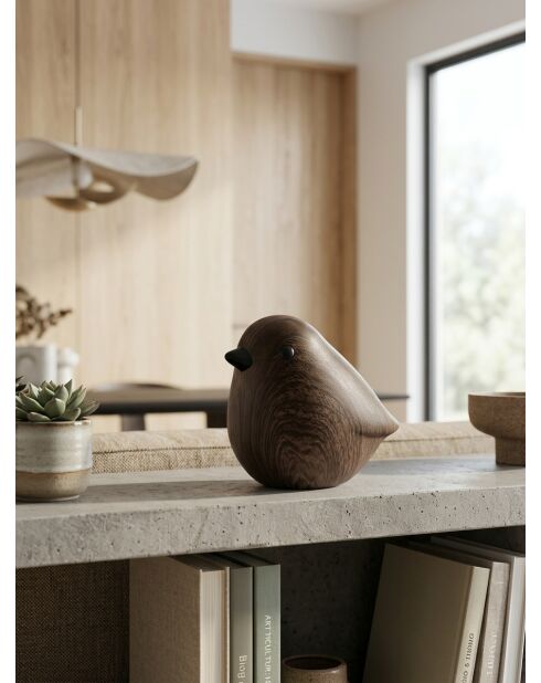 Déco à poser Oiseau Automne tabac - H.12cm