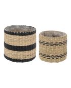 Lot de 2 Pot pour plante beige lin - D.16cm /H.16cm