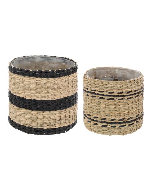 Lot de 2 Pot pour plante beige lin - D.16cm /H.16cm