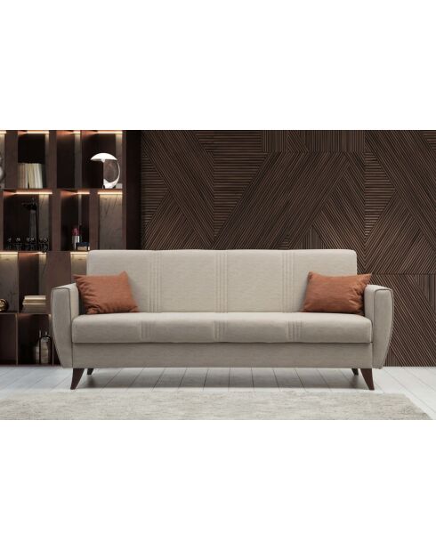 Canapé-lit 3 places Zaden beige - 207x86x77 cm