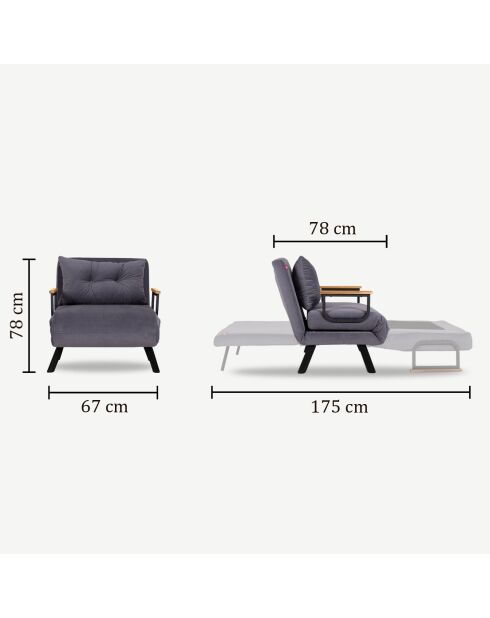 Divano letto singolo Sando 1 posto marrone chiaro - 60x175 cm