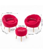 Ensemble fauteuil à oreilles et pouffe Lida Wellsoft fuchsia - 3 pièces