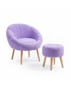 Ensemble fauteuil à oreilles et pouffe Lida lilas - 75x100x42 cm/45x45 cm