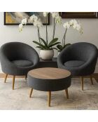 Juego de sillón y mesa de café Lida Linen, color antracita, 3 piezas