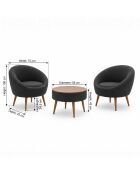 Juego de sillón y mesa de café Lida Linen, color antracita, 3 piezas