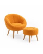 Ensemble fauteuil à oreilles et pouffe Lida orange - 75x100x42 cm/45x45 cm