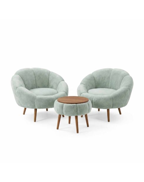 Lida Wellsoft Set aus Ohrensessel und Couchtisch, 3-teilig, grün