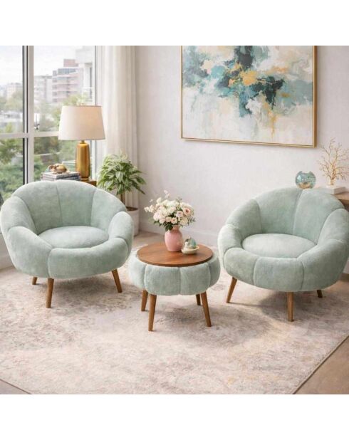 Lida Wellsoft Set aus Ohrensessel und Couchtisch, 3-teilig, grün