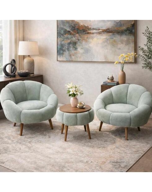 Lida Wellsoft Set aus Ohrensessel und Couchtisch, 3-teilig, grün