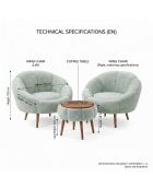 Lida Wellsoft Set aus Ohrensessel und Couchtisch, 3-teilig, grün