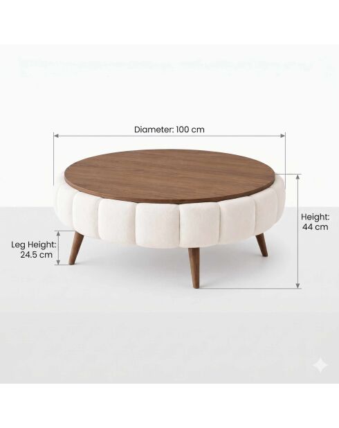 Tavolino Yuvarlak bianco - 100x44 cm