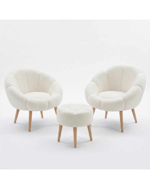 Lida Wellsoft Ohrensessel und Fußhocker, 3-teilig, weiß