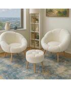 Lida Wellsoft Ohrensessel und Fußhocker, 3-teilig, weiß