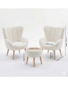Lida Wellsoft Ohrensessel und Fußhocker, 3-teilig, weiß