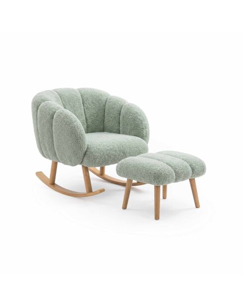 Set poltrona e pouf Lotus verde - 70x94x42 cm/45x45 cm