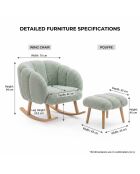 Ensemble fauteuil à oreilles et pouffe Lotus vert - 70x94x42 cm/45x45 cm