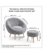 Set aus Ohrensessel und Sitzsack von Lida, 75 x 100 x 42 cm/45 x 45 cm