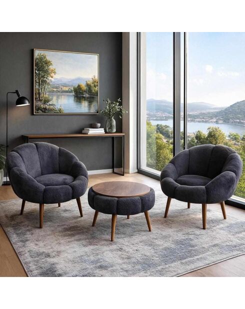 Lida Wellsoft Set aus Ohrensessel und Couchtisch, 3-teilig, Anthrazit
