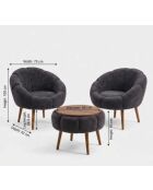 Lida Wellsoft Set aus Ohrensessel und Couchtisch, 3-teilig, Anthrazit
