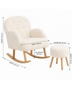 Ensemble fauteuil à oreilles et pouffe Dügmeli blanc - 80x85x65 cm/45x50 cm